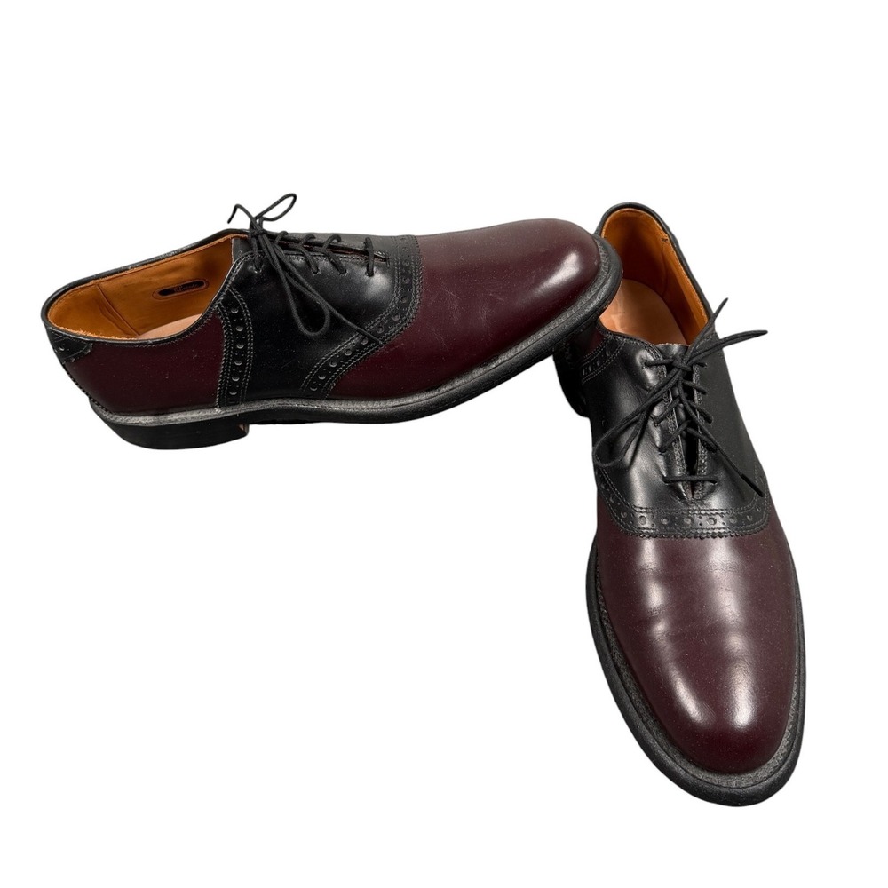 Allen Edmonds Shelton Oxford Shoes Mens 9 Burgundy Black Leather Wingtip Brogue